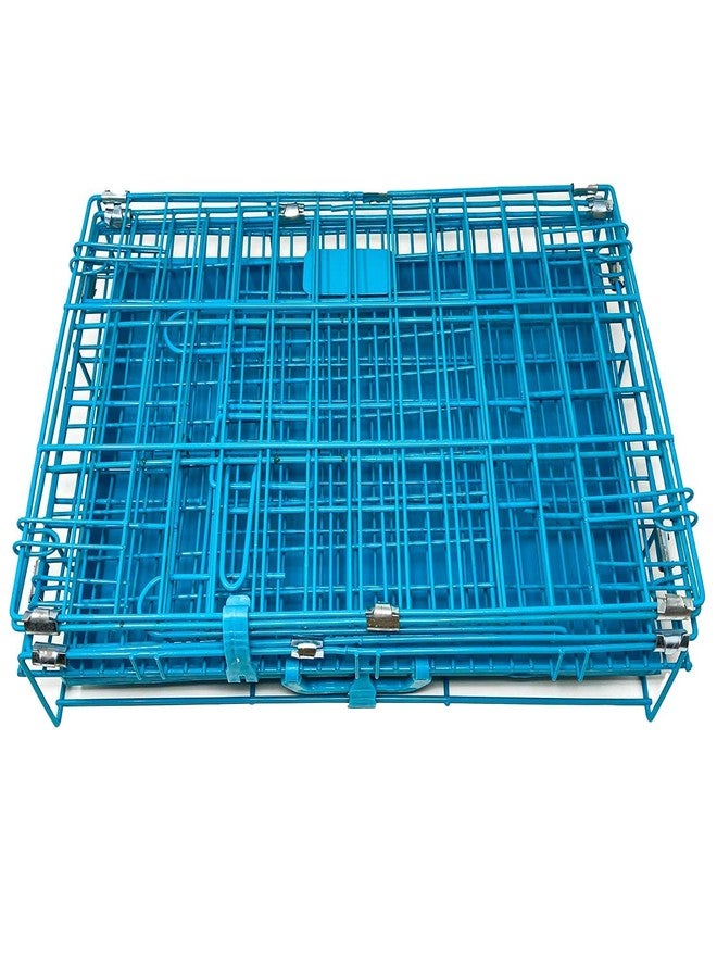 KittuPet Dog Cage Double Door Heavy Duty Folding Metal Kennel for All Breeds (18 Inch Blue cage, (Blue) - Image 5
